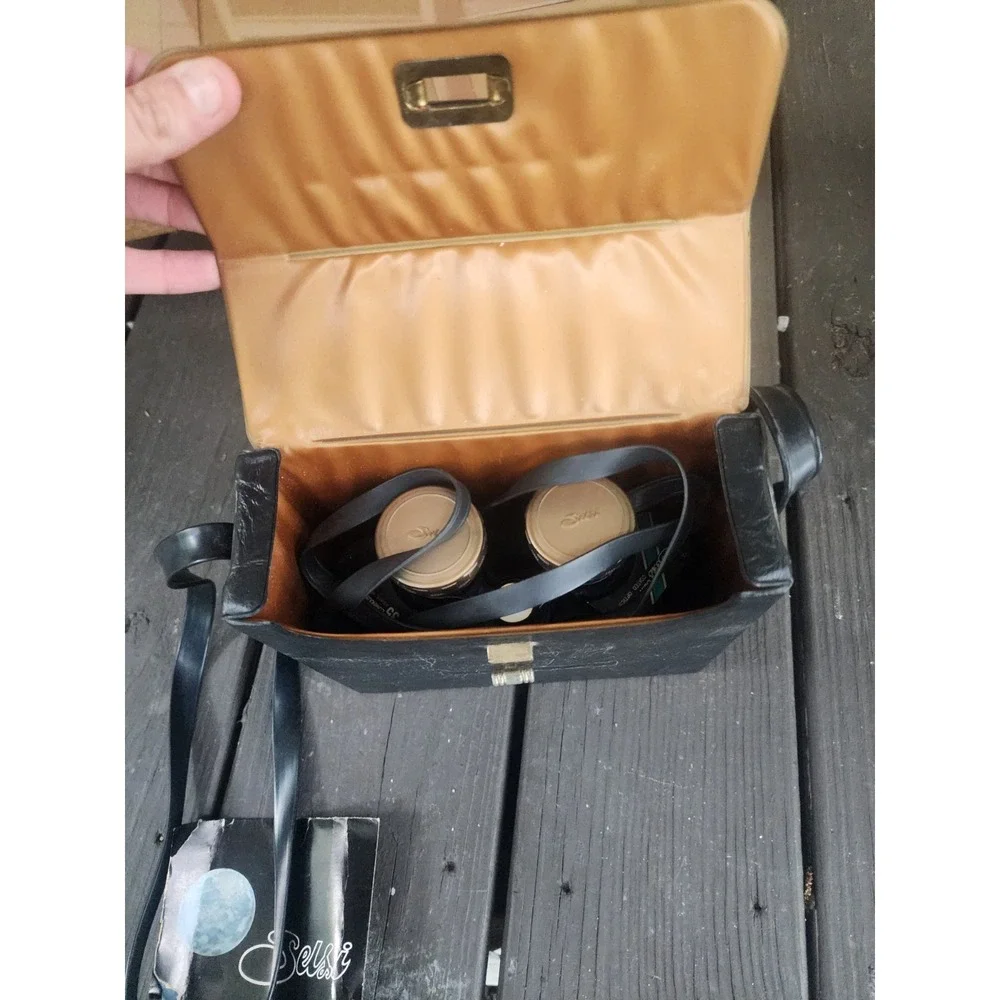 Vintage Japan Selsi 7x35 Wide Angle Binoculars Light Weight Coated Optics, Case